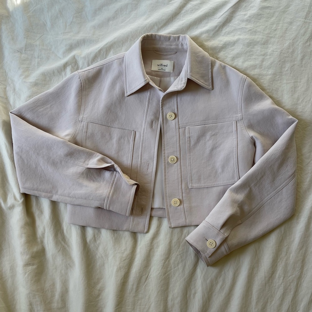 Aritzia Wilfred Cropped Shirt Jacket in Dusty Pink